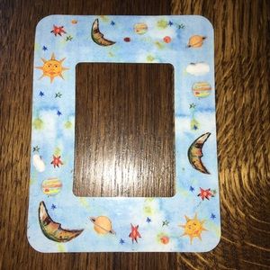Blue sun/moon/stars/planets magnetic photo frame